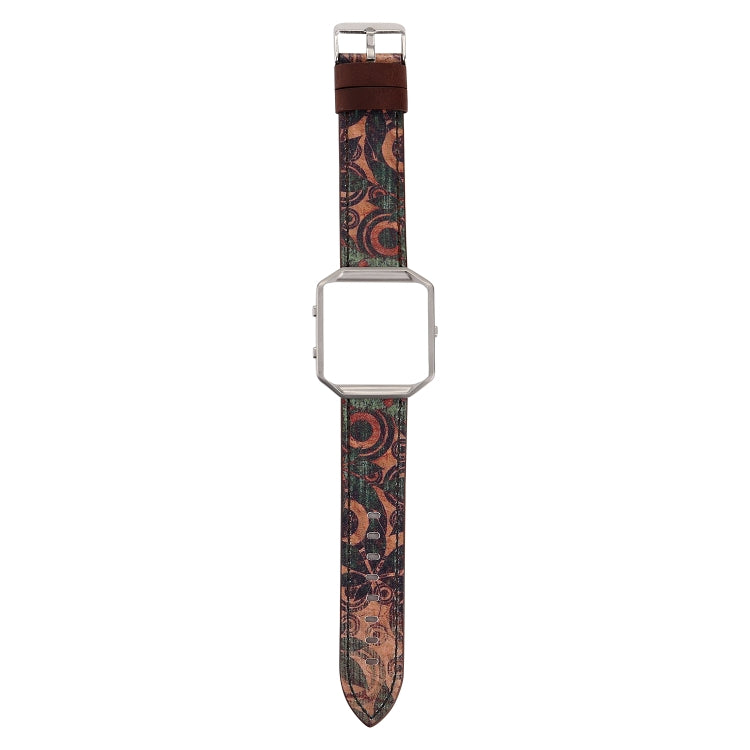 For Fitbit Blaze Retro Flowers Series Leather Replacement Strap Watchband, Red Flowers, Chrysanthemum, Green Flowers