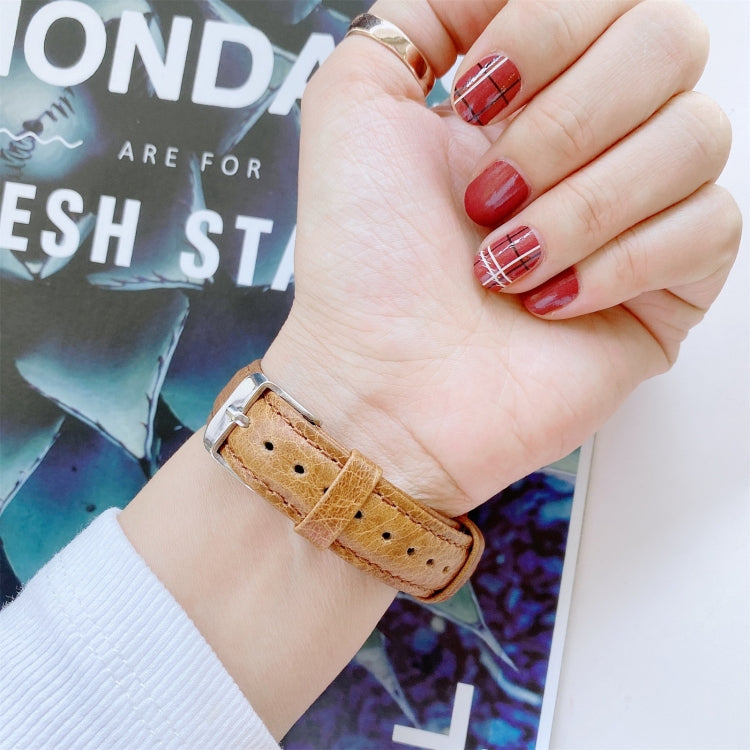 Double-sided Genuine Leather Replacement Strap Watchband, For Apple Watch Series 7  41mm / & 6 & SE & 5 & 4 40mm, For Apple Watch Series  7  45mm / & 6 & SE & 5 & 4 44mm