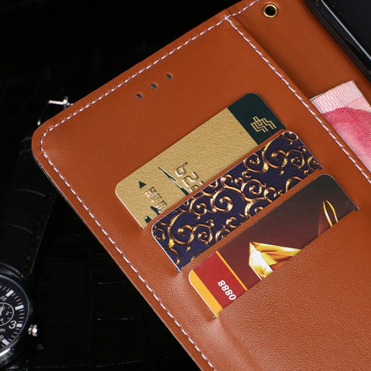 Back angle of iPhone 12 Pro leather flip case with textured crocodile finish