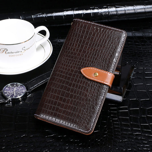 Crocodile texture leather iPhone 12 case with card slots and wallet holder in black