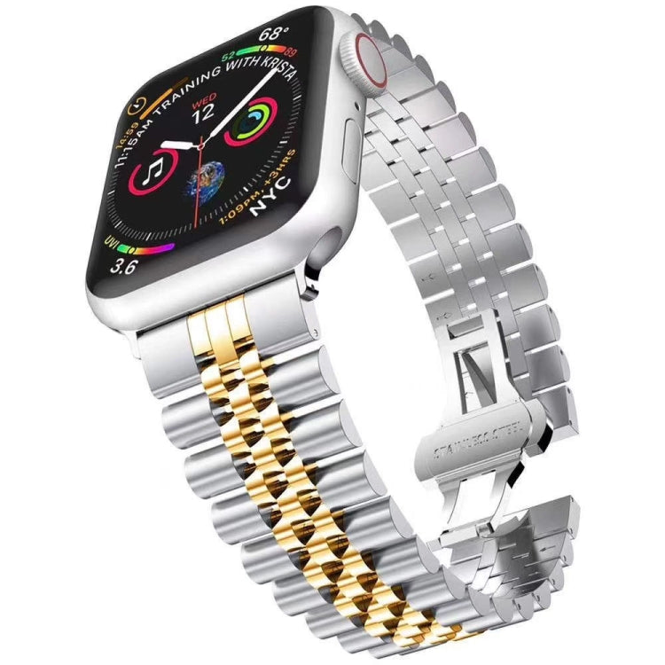 Metal Five Baht Replacement Steel Strap Watchband, For Apple Watch Ultra 49mm / Series 8&7 45mm / SE 2&6&SE&5&4 44mm / 3&2&1 42mm, For Apple Watch Series 8&7 41mm / SE 2&6&SE&5&4 40mm / 3&2&1 38mm