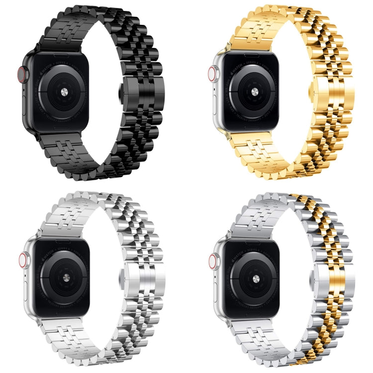 Metal Five Baht Replacement Steel Strap Watchband, For Apple Watch Ultra 49mm / Series 8&7 45mm / SE 2&6&SE&5&4 44mm / 3&2&1 42mm, For Apple Watch Series 8&7 41mm / SE 2&6&SE&5&4 40mm / 3&2&1 38mm