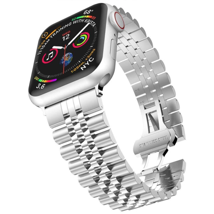 Metal Five Baht Replacement Steel Strap Watchband, For Apple Watch Ultra 49mm / Series 8&7 45mm / SE 2&6&SE&5&4 44mm / 3&2&1 42mm, For Apple Watch Series 8&7 41mm / SE 2&6&SE&5&4 40mm / 3&2&1 38mm