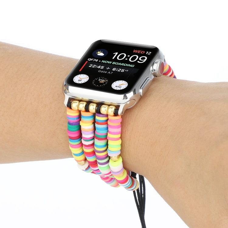 Bohemian Style Soft Ceramic Beaded Strap For Apple Series 6 & SE & 5 & 4 40mm / 3 & 2 & 1 38mm, For Apple Series 7 41mm / 6 & SE & 5 & 4 40mm / 3 & 2 & 1 38mm