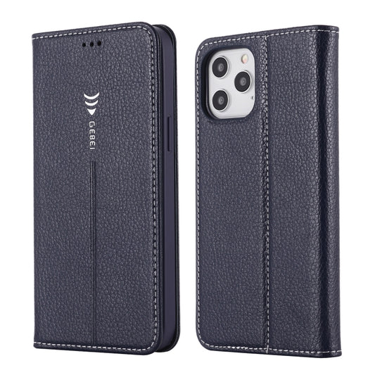 GEBEI iPhone 12 Pro Max flip case closed with beveled edges and button protection