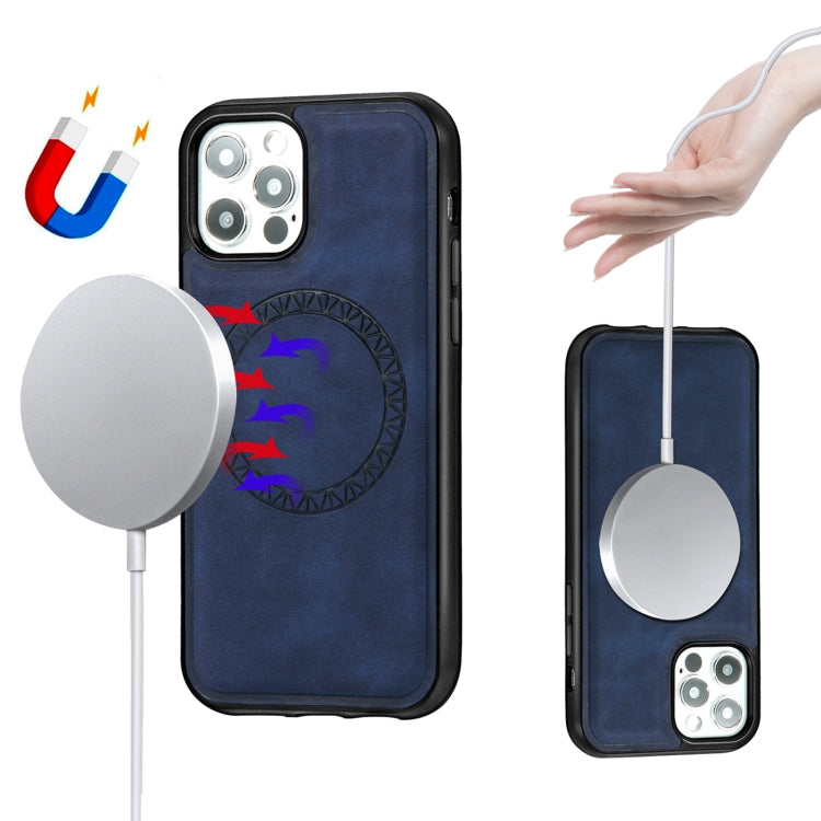 Retro Business Round Embossing Magnetic PU + TPU Protective Case, For iPhone 12 Pro Max