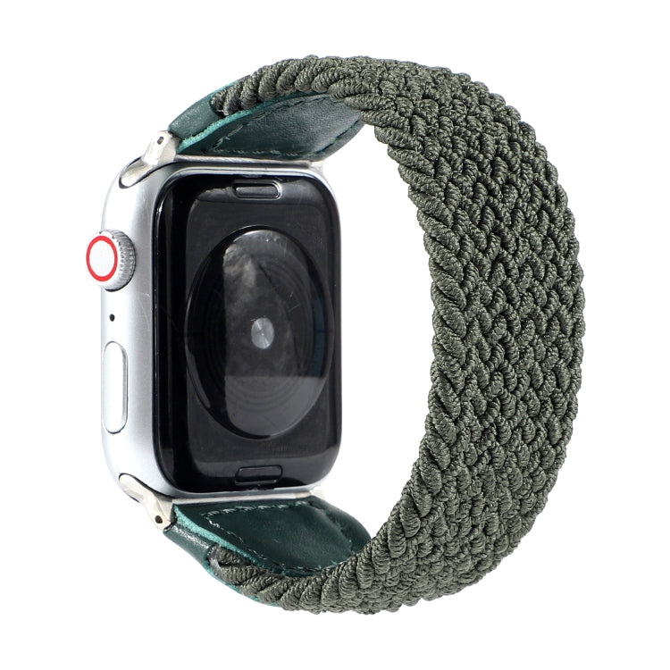 Nylon + Leather Braided Watchband For Apple Watch Series 6 & SE & 5 & 4 44mm / 3 & 2 & 1 42mm, S, M, L