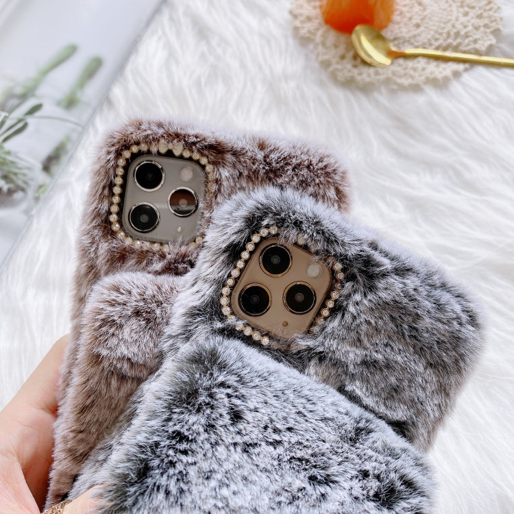 Rose Flower Hand Warmer Plush Shockproof TPU Case, For iPhone 12 / 12 Pro