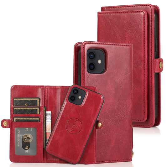 iPhone 12 mini leather flip case with magnetic detachable wallet and multiple card slots