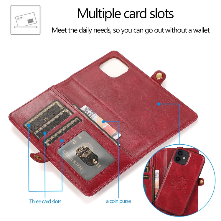 Multiple Card Slots Detachable Magnetic Horizontal Flip Leather Case with Card Slots & Holder & Wallet