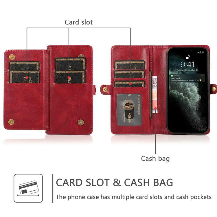 Multiple Card Slots Detachable Magnetic Horizontal Flip Leather Case with Card Slots & Holder & Wallet