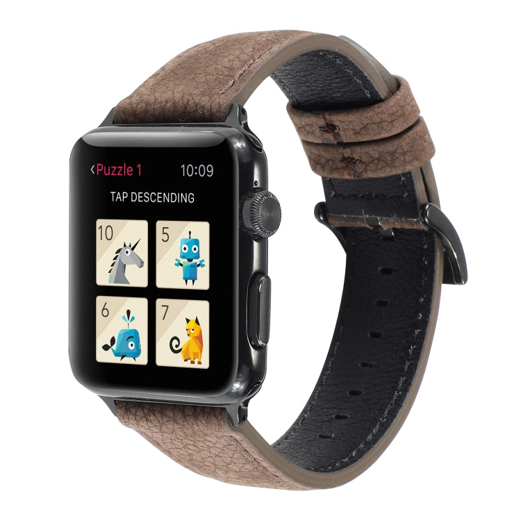 Litchi Texture Genuine Leather Watchband For Apple Watch Series 6 & SE & 5 & 4 44mm / 3 & 2 & 1 42mm, For Apple Watch Series 7 45mm / 6 & SE & 5 & 4 44mm / 3 & 2 & 1 42mm