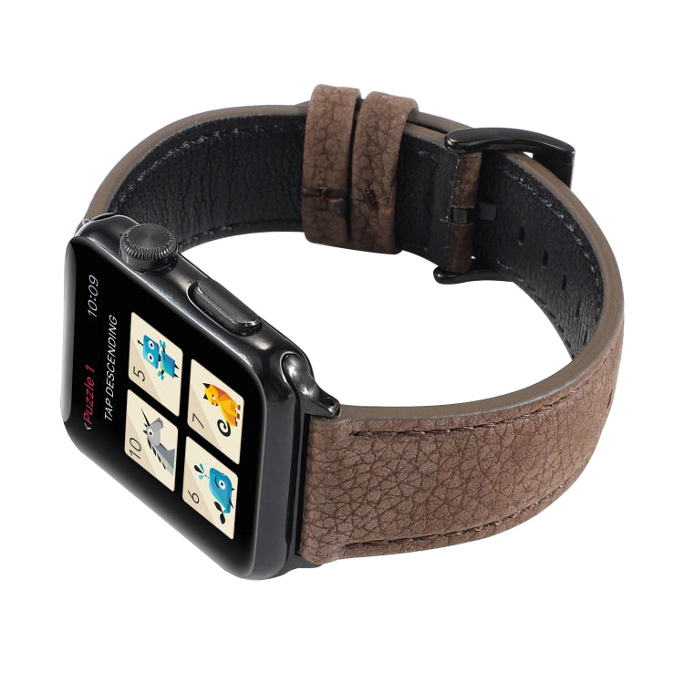 Litchi Texture Genuine Leather Watchband For Apple Watch Series 6 & SE & 5 & 4 44mm / 3 & 2 & 1 42mm, For Apple Watch Series 7 45mm / 6 & SE & 5 & 4 44mm / 3 & 2 & 1 42mm