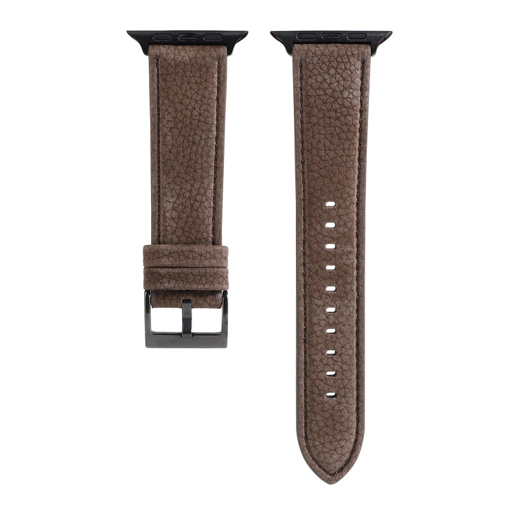 Litchi Texture Genuine Leather Watchband For Apple Watch Series 6 & SE & 5 & 4 44mm / 3 & 2 & 1 42mm, For Apple Watch Series 7 45mm / 6 & SE & 5 & 4 44mm / 3 & 2 & 1 42mm