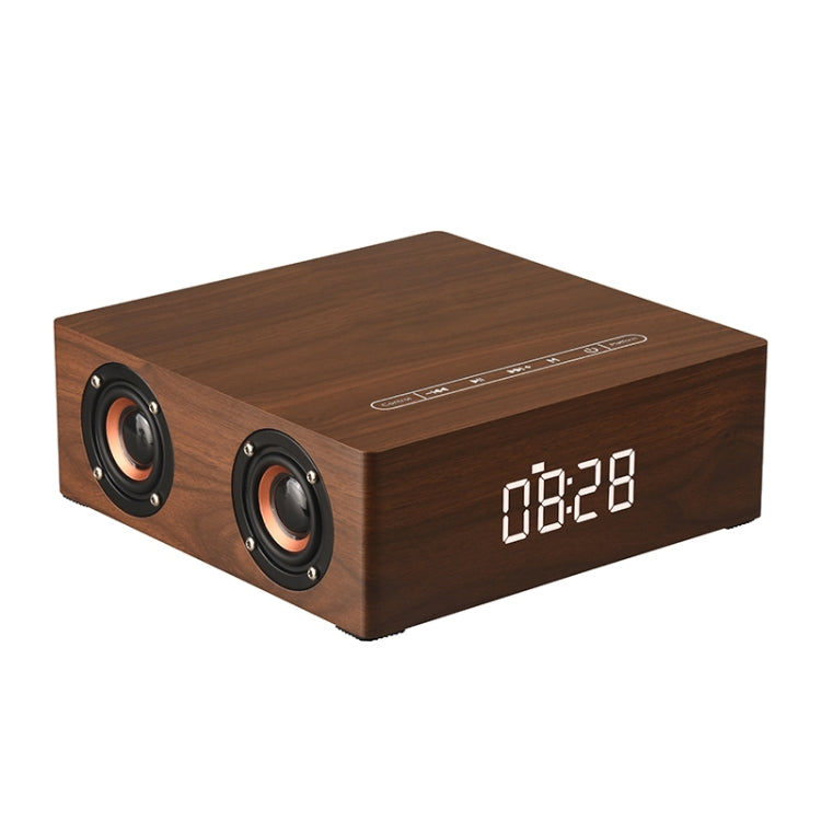 Q5C Multifunctional Wooden Touch Clock Display Bluetooth Speaker, Support TF Card & U Disk & 3.5mm AUX, Q5C