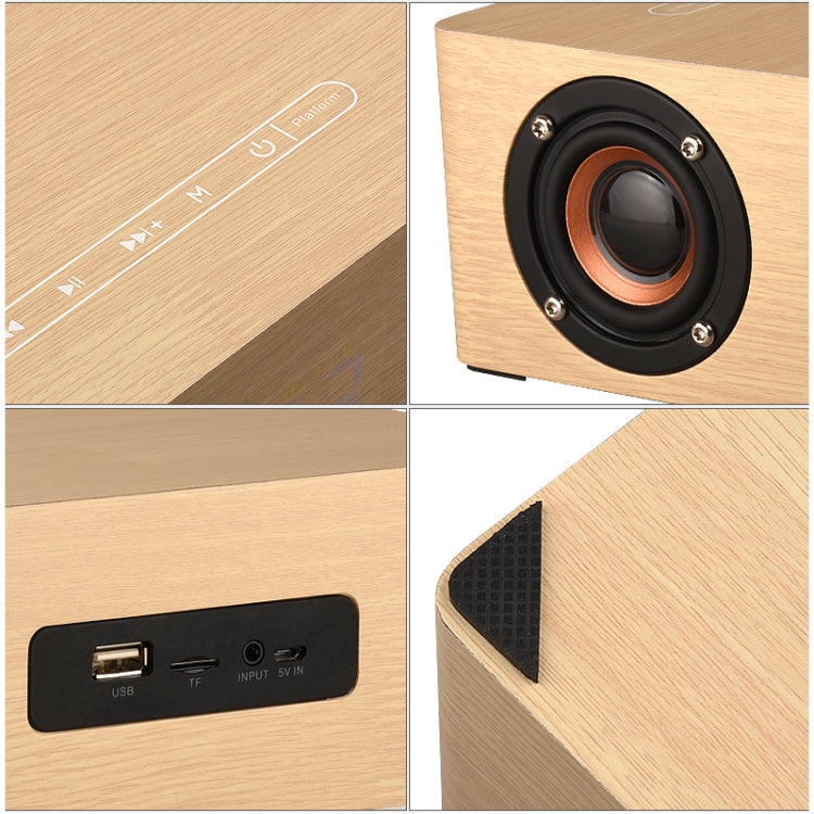 Q5C Multifunctional Wooden Touch Clock Display Bluetooth Speaker, Support TF Card & U Disk & 3.5mm AUX, Q5C