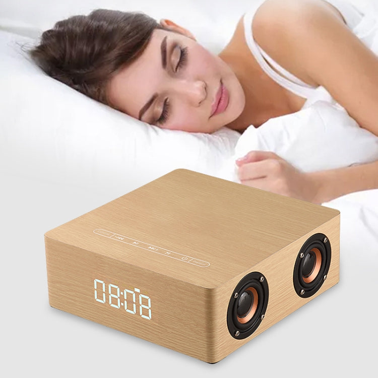 Q5C Multifunctional Wooden Touch Clock Display Bluetooth Speaker, Support TF Card & U Disk & 3.5mm AUX, Q5C