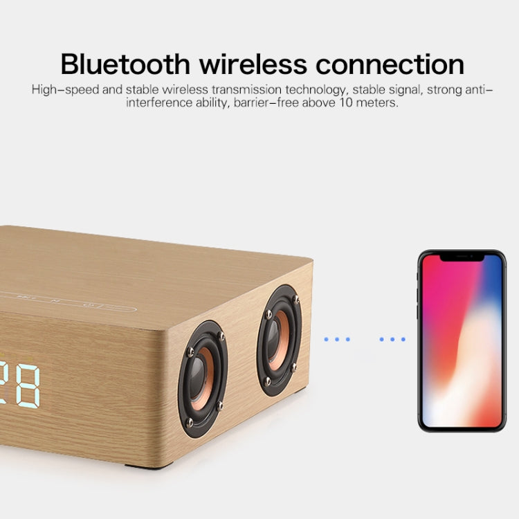 Q5C Multifunctional Wooden Touch Clock Display Bluetooth Speaker, Support TF Card & U Disk & 3.5mm AUX, Q5C