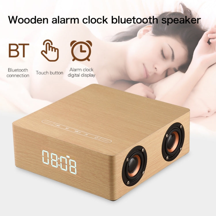 Q5C Multifunctional Wooden Touch Clock Display Bluetooth Speaker, Support TF Card & U Disk & 3.5mm AUX, Q5C
