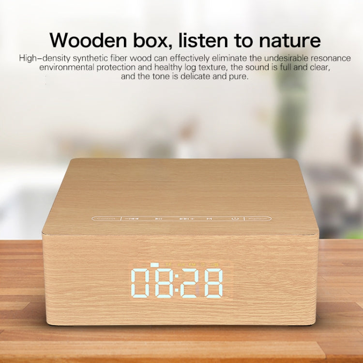 Q5C Multifunctional Wooden Touch Clock Display Bluetooth Speaker, Support TF Card & U Disk & 3.5mm AUX, Q5C