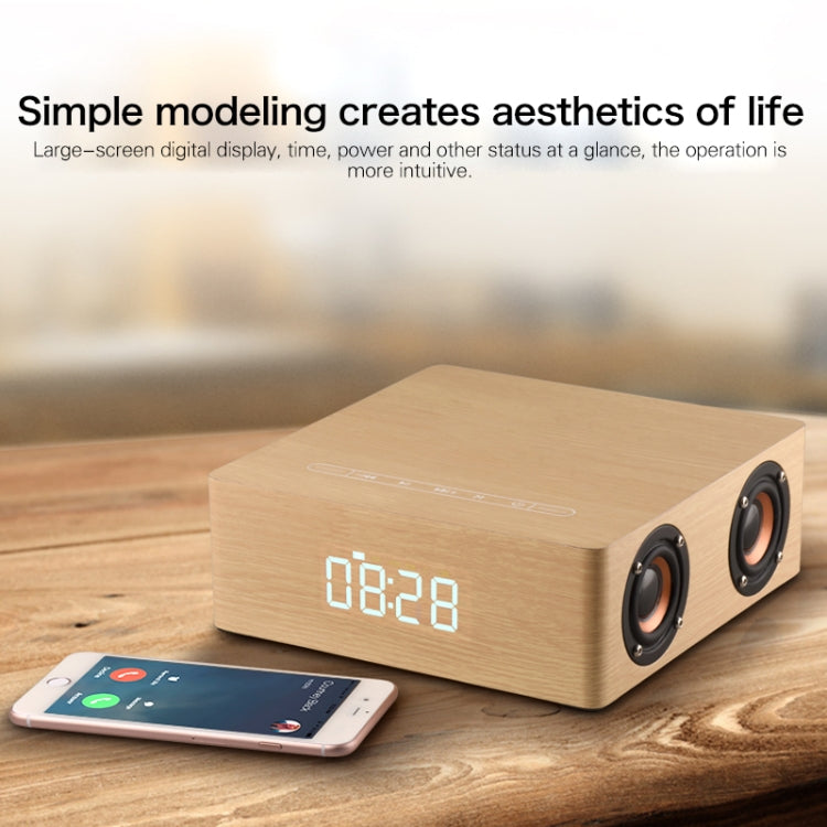 Q5C Multifunctional Wooden Touch Clock Display Bluetooth Speaker, Support TF Card & U Disk & 3.5mm AUX, Q5C