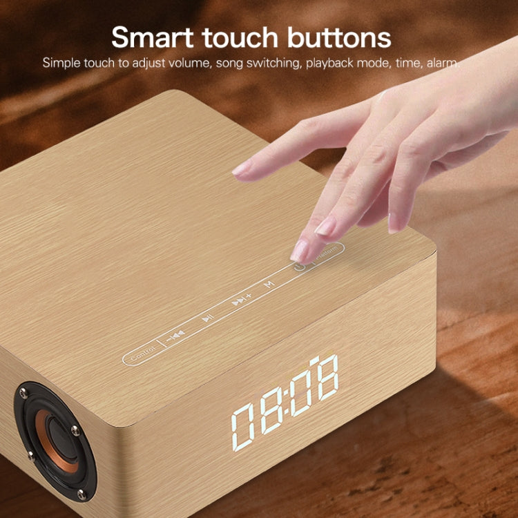 Q5C Multifunctional Wooden Touch Clock Display Bluetooth Speaker, Support TF Card & U Disk & 3.5mm AUX, Q5C