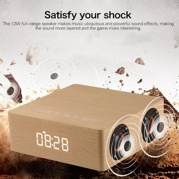 Q5C Multifunctional Wooden Touch Clock Display Bluetooth Speaker, Support TF Card & U Disk & 3.5mm AUX, Q5C