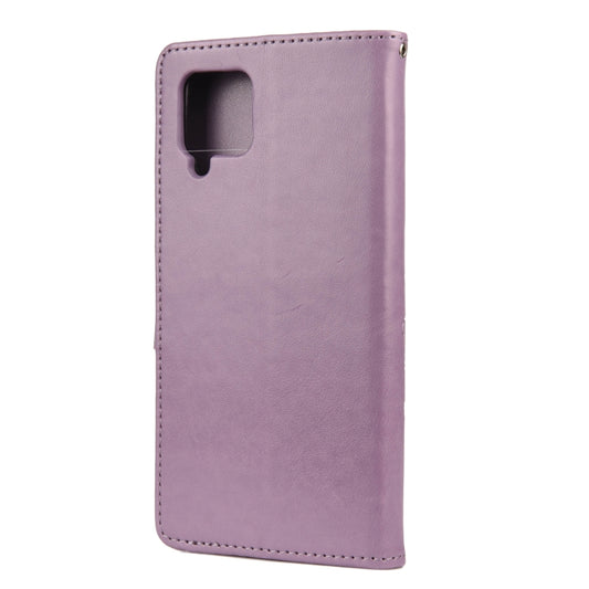 Front view of butterfly leather case showing magnetic closure and holder stand for Galaxy A42 5G