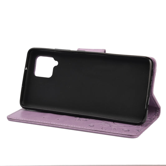 Open wallet case displaying multiple card slots and cash compartment for Samsung A42