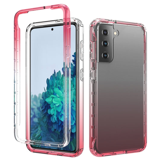 Clear PC+TPU protective case for Galaxy S21 5G showing dual-color transition