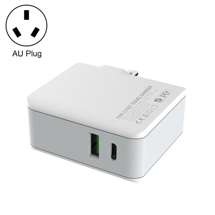 Chargeur de voyage rapide pliable LDNIO A4403C 30 W PD + Auto-id avec câble 8 broches de 1 m, prise AU, avec câble 8 broches, 30 W avec câble 8 broches