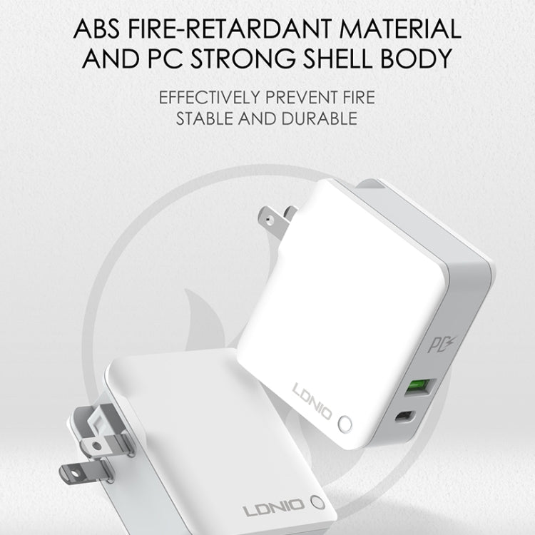 Chargeur de voyage rapide pliable LDNIO A4403C 30 W PD + Auto-id avec câble 8 broches de 1 m, prise AU, avec câble 8 broches, 30 W avec câble 8 broches