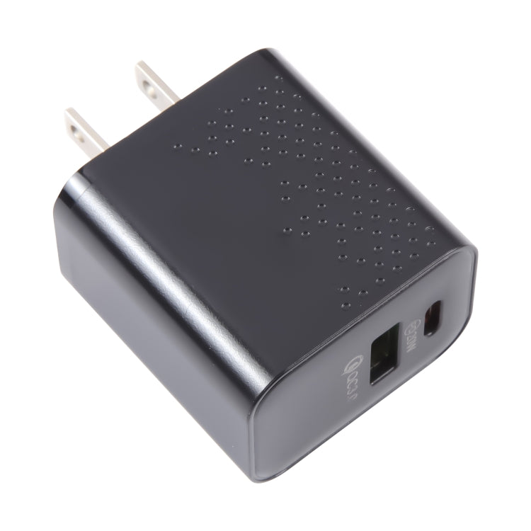 PD 20W USB-C/Type-C+QC 3.0 USB Ports Dot Pattern Travel Charger, US Plug, US Plug
