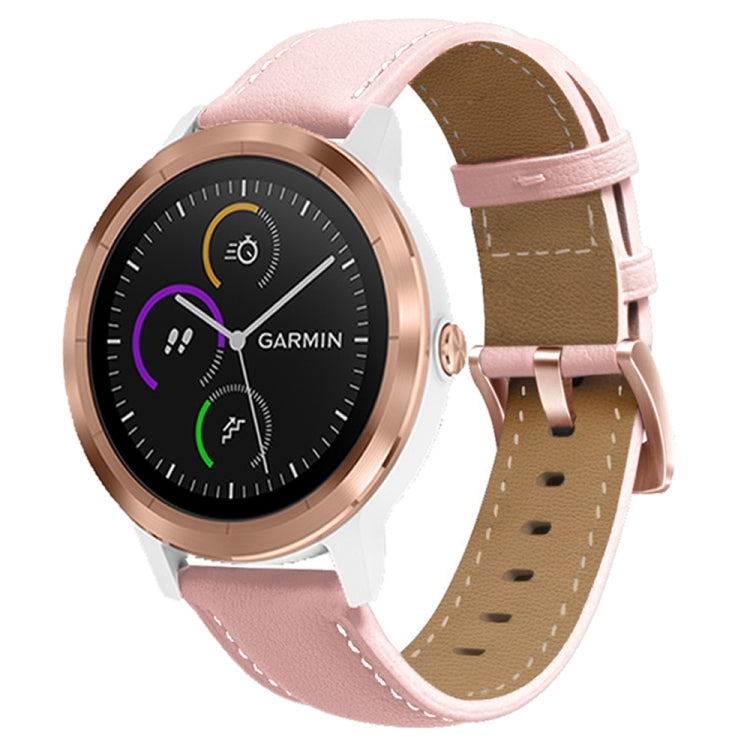 For Garmin Forerunner 265S / 255S / Venu 2S 18mm Rose Gold Buckle Genuine Leather Watch Band, For Garmin Forerunner 265S / 255S / Venu 2S