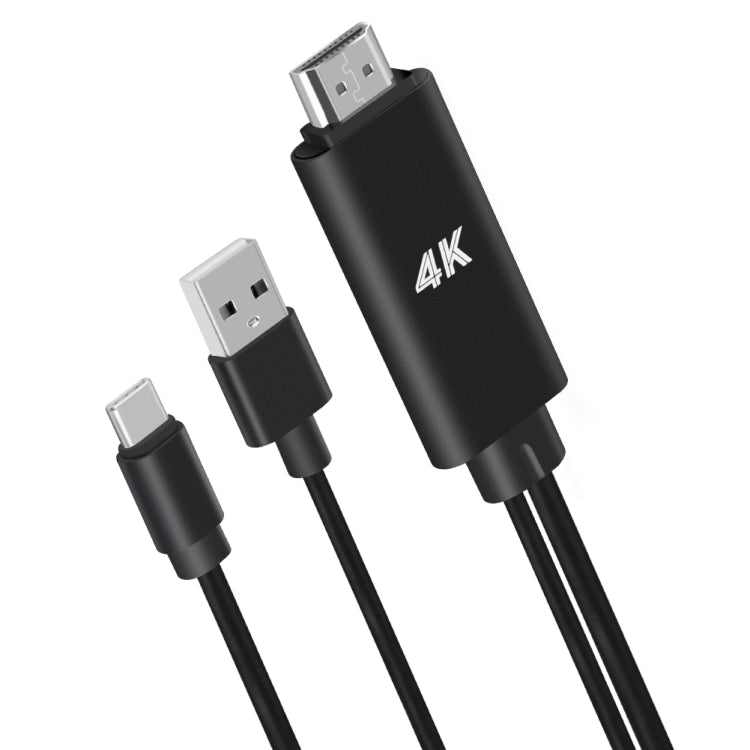 9572A USB Power Supply USB-C/Type-C to HDMI 4K Aluminum Alloy Cable, Length: 1.8m, 9572A