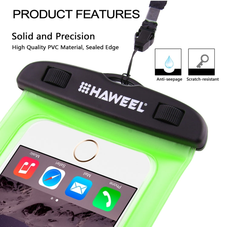 Waterproof phone pouch open showing protective clear PVC material and seal