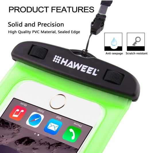Waterproof phone pouch open showing protective clear PVC material and seal