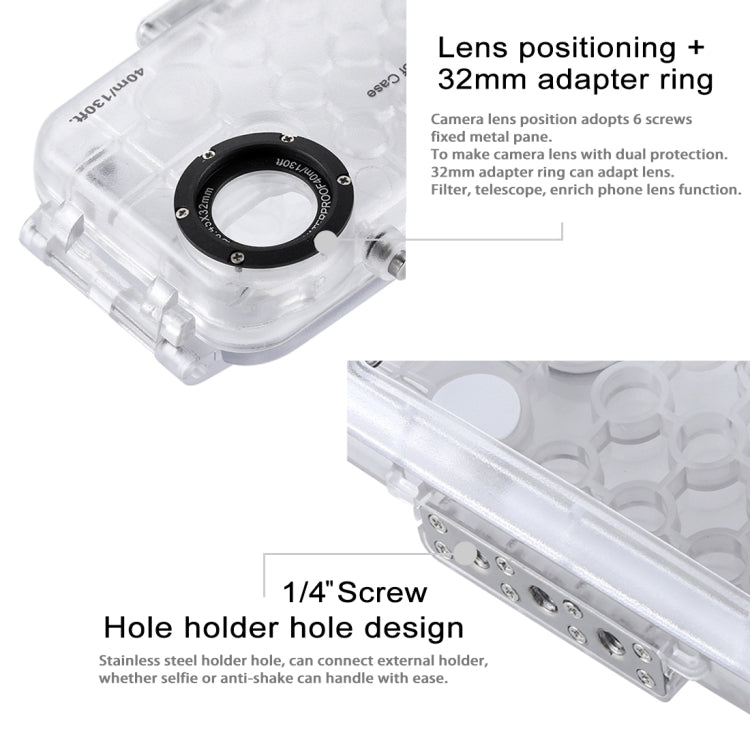 For iPhone X / XS HAWEEL 40m/130ft Diving Case, Photo Video Taking Underwater Housing Cover, For iPhone X