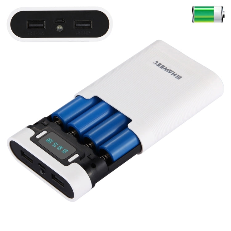 HAWEEL DIY 4 x 18650 Battery (Not Included) 10000mAh Power Bank Shell Box with 2 x USB Output & Display for iPhone, Galaxy, Sony, HTC, Google, Huawei, Xiaomi, Lenovo and other Smartphones, DIY 4 x 18650 10000mAh  Battery (US)                           ...