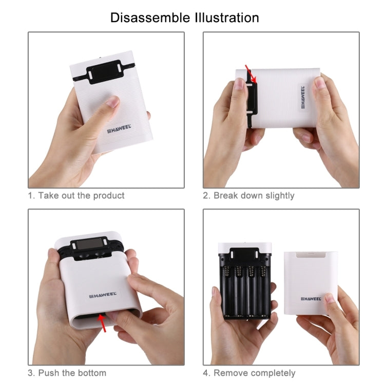 HAWEEL DIY 4 x 18650 Battery (Not Included) 10000mAh Power Bank Shell Box with 2 x USB Output & Display for iPhone, Galaxy, Sony, HTC, Google, Huawei, Xiaomi, Lenovo and other Smartphones, DIY 4 x 18650 10000mAh  Battery (US)                           ...