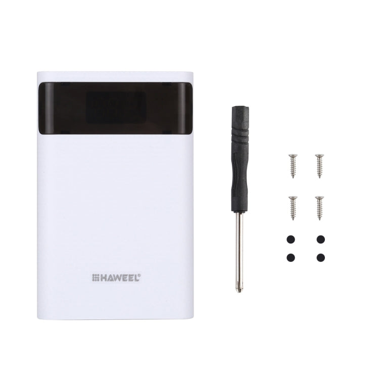 HAWEEL DIY 4x 18650 Battery (Not Included) 12000mAh Dual-way QC Charger Power Bank Shell Box with 2x USB Output & Display,  Support QC 2.0 / QC 3.0 / FCP / SFCP /  AFC / MTK / BC 1.2 / PD