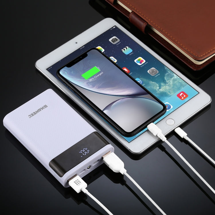 HAWEEL DIY 4x 18650 Battery (Not Included) 12000mAh Dual-way QC Charger Power Bank Shell Box with 2x USB Output & Display,  Support QC 2.0 / QC 3.0 / FCP / SFCP /  AFC / MTK / BC 1.2 / PD