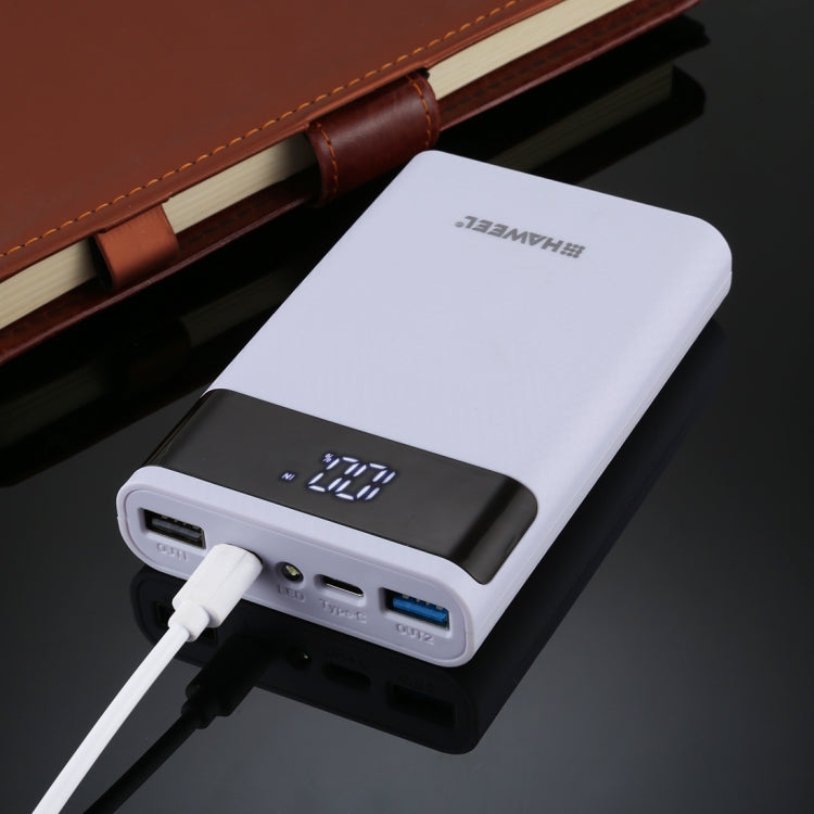 HAWEEL DIY 4x 18650 Battery (Not Included) 12000mAh Dual-way QC Charger Power Bank Shell Box with 2x USB Output & Display,  Support QC 2.0 / QC 3.0 / FCP / SFCP /  AFC / MTK / BC 1.2 / PD