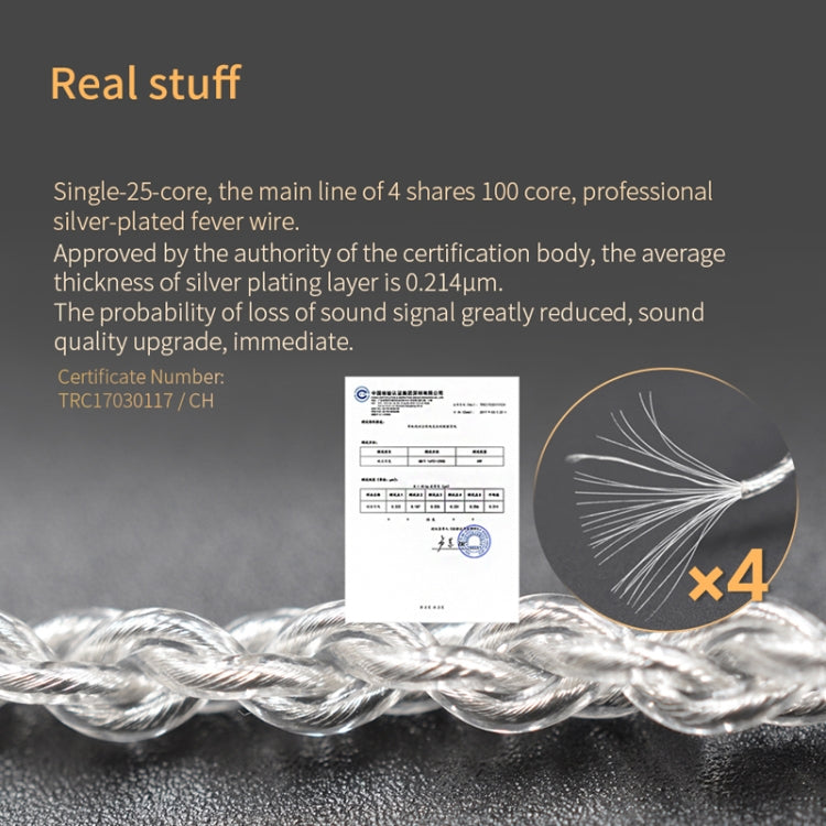 KZ 8 Pin Oxygen-free Copper Silver Plated Upgrade Cable for Most MMCX Interface Earphones