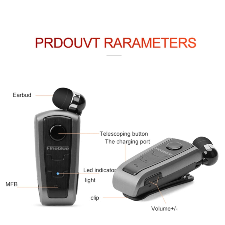 Casque Bluetooth antivol avec câble rétractable Fineblue F910 CSR4.1 et rappel de vibration