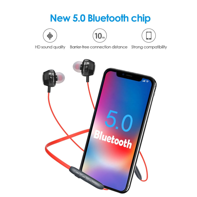 BH-I37 Bluetooth 5.0 Wire-controlled Bluetooth Earphone Built-in High-fidelity Microphone, Support Call, Black, Green, Red