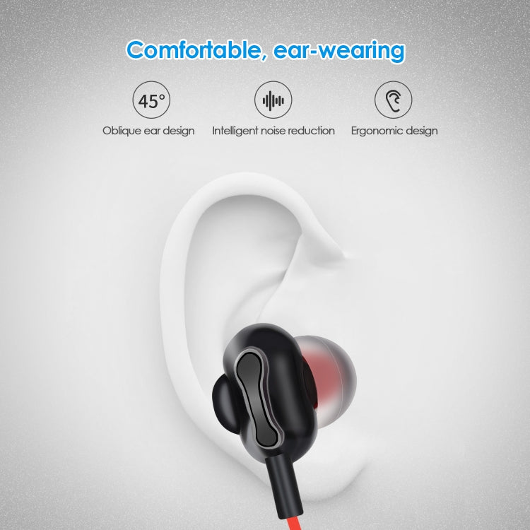 BH-I37 Bluetooth 5.0 Wire-controlled Bluetooth Earphone Built-in High-fidelity Microphone, Support Call, Red