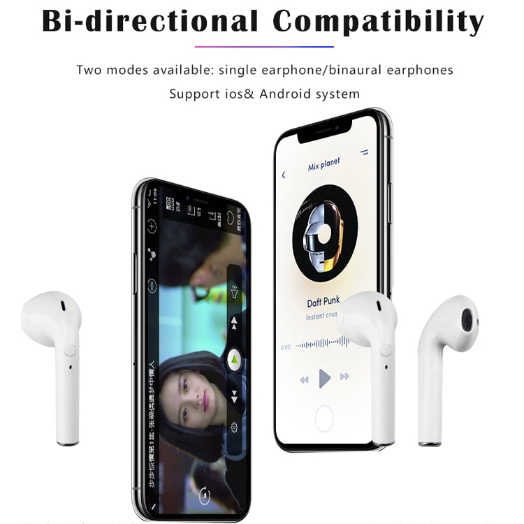 i9 Wireless TWS Sport Bilateral Stereo Bluetooth 5.0 Headset with Charging Box, Push-button Version