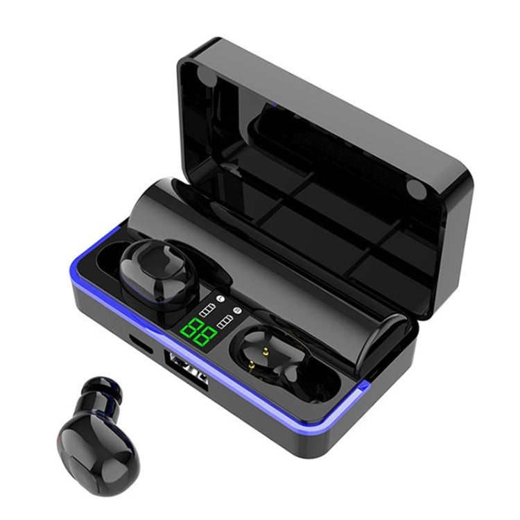 W12 IPX6 Waterproof Bluetooth 5.0 Touch Wireless Bluetooth Earphone with Charging Box, Support Power Digital Display & Breathing Light Bar & HD Call & Power Bank, W12