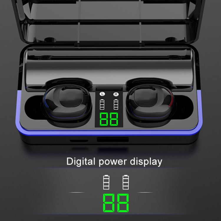 W12 IPX6 Waterproof Bluetooth 5.0 Touch Wireless Bluetooth Earphone with Charging Box, Support Power Digital Display & Breathing Light Bar & HD Call & Power Bank, W12